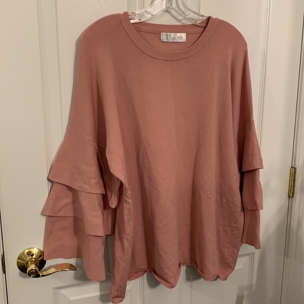 Time and Tru Rose color Sweater w/Ruffles and‎ Bell Sleeves size XXXL (22)